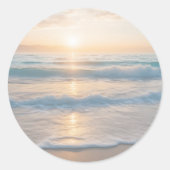 Zonsondergang over het strand ronde sticker (Voorkant)