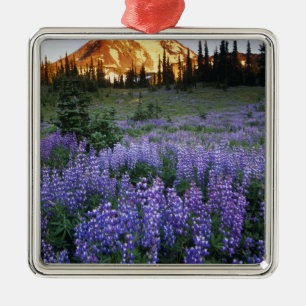 Zonsondergang over Mt. Adams en een sub-alpine wei Metalen Ornament