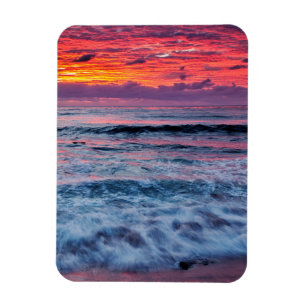 Zonsondergang over oceaangolven, Californië Magneet