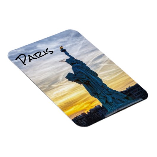 Zonsondergang over replica van het vrijheidsbeeld magneet (Rechterzijde)