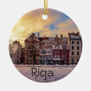 Zonsondergang over straat in Riga Keramisch Ornament