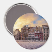 Zonsondergang over straat in Riga Magneet (Voorkant / Achterkant)