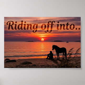 Zonsondergang Paard Silhouet - Kunstprint Poster