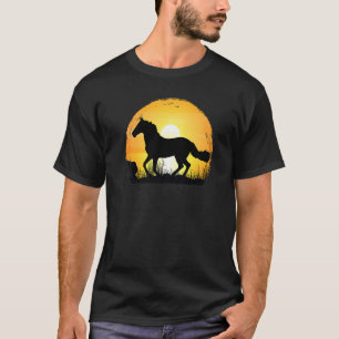 Zonsondergang Paardenras Silhouet Mongools Paard T-shirt