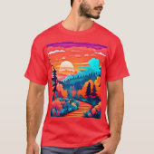 Zonsondergang pad door het herfstbos t-shirt (Voorkant)