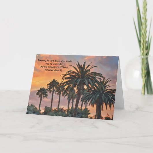 Zonsondergang Palmbomen Bijbel Verse Art Note Kaar Kaart (Voorkant)