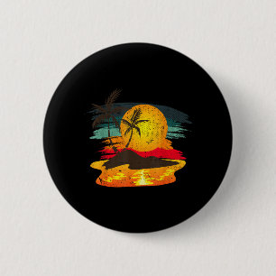Zonsondergang Palmboom Eiland Zomer Sfeer Exotisch Ronde Button 5,7 Cm