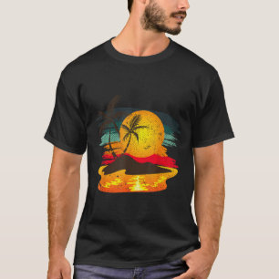 Zonsondergang Palmboom Eiland Zomerstemming Exotis T-shirt