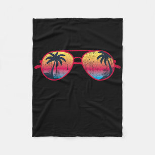 Zonsondergang Palmboom Sungles Strand Tropische Zo Fleece Deken