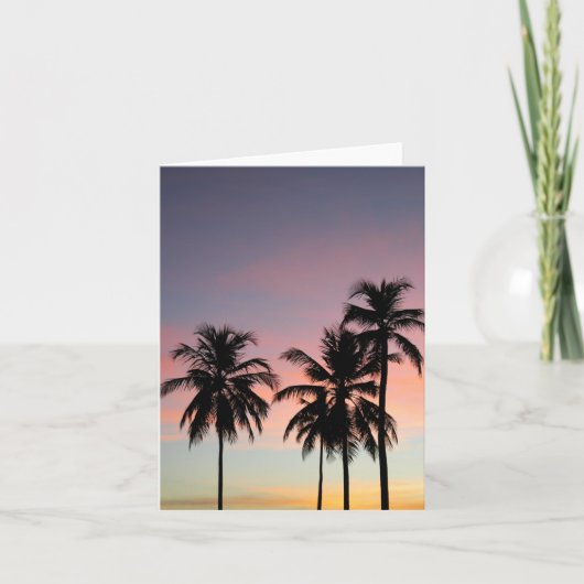 Zonsondergang & Palmen Notecard Kaart (Voorkant)