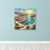Zonsondergang Pula Arena Zeekant Escape Canvas Kun Afdruk (Insitu (Houten vloer))