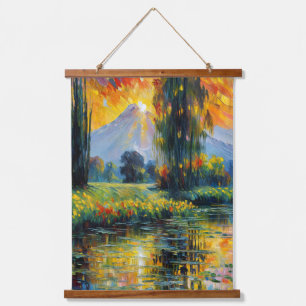 Zonsondergang Reflectie Levendig Landschap Impress Hangend Wandkleed