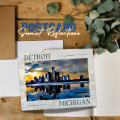 Zonsondergang Reflecties: Detroit Skyline Briefkaa Briefkaart