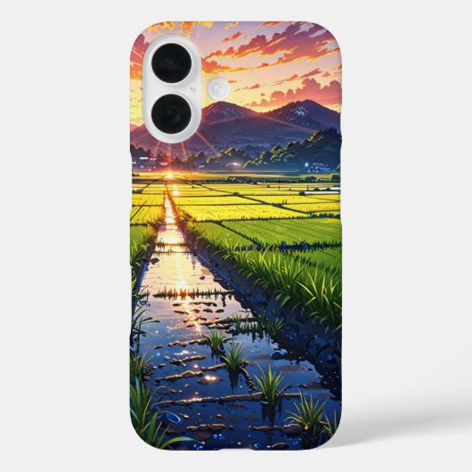 Zonsondergang reflecties in anime rijstvelden Case-Mate iPhone case (Achterkant)