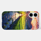 Zonsondergang reflecties in anime rijstvelden Case-Mate iPhone case (Achterkant (horizontaal))