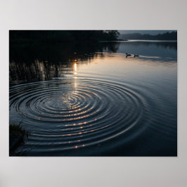 Zonsondergang reflecties op het water poster