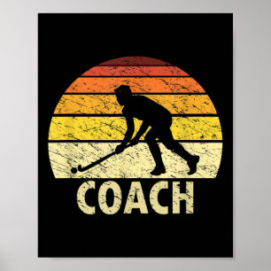 Zonsondergang Retro Field Hockey Coach Vintage Hoc Poster