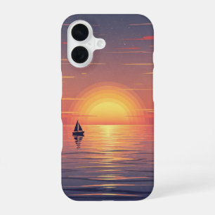 Zonsondergang Retro op de Oceaan iPhone 16 Hoesje