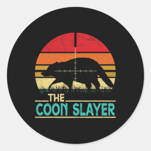  Zonsondergang Retro Stijl Coon Hunting Coon Slaye Ronde Sticker
