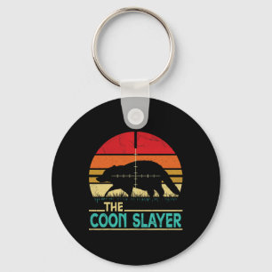 Zonsondergang Retro Stijl Coon Hunting Coon Slaye Sleutelhanger