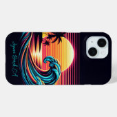 Zonsondergang Retro Surf Wave Case-Mate iPhone Case (Achterkant (horizontaal))