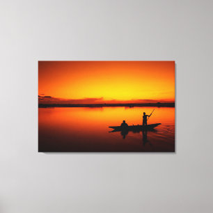 Zonsondergang, Roeiboot Silhouette-16497 Canvas Afdruk