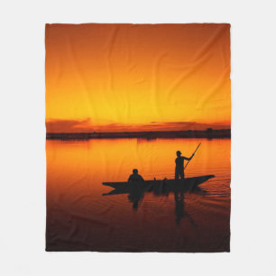 Zonsondergang, Roeiboot Silhouette-16497 Fleece Deken