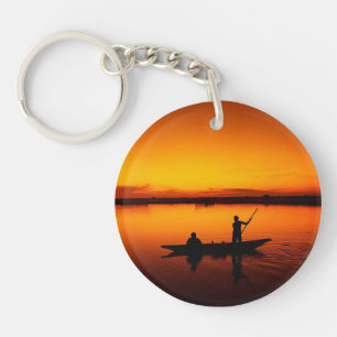 Zonsondergang, Roeiboot Silhouette-16497 Sleutelhanger