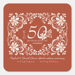 Zonsondergang Roest Shabby Chic 50ste Verjaardag S Vierkante Sticker