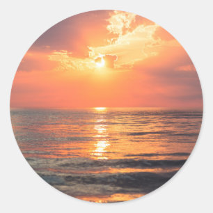 zonsondergang ronde sticker
