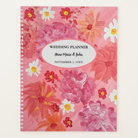 Zonsondergang Roos Bloemen Bruiloft Planner (Voorkant)