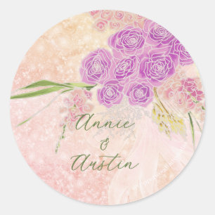Zonsondergang Rose-Coquette blosende boog Boeket Ronde Sticker