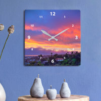 Zonsondergang roze blauwe wolken modern foto mooi