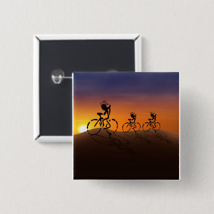 Zonsondergang Ruiters Vierkante Button 5,1 Cm