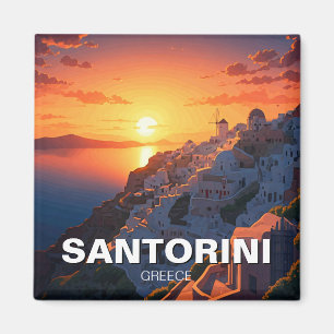 Zonsondergang Santorini Griekse Eilanden Reizen Magneet