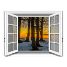 Zonsondergang Scene Nep Raam Uitzicht 3D