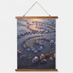 Zonsondergang Schelp Spiraal Strand Meditatie Kuns Hangend Wandkleed