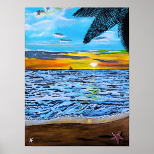 Zonsondergang Schilderij van Alfred Fox Poster