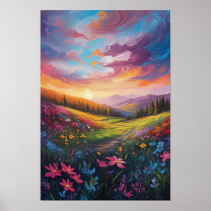 Zonsondergang Serenade, Bloesems in de Glow Poster