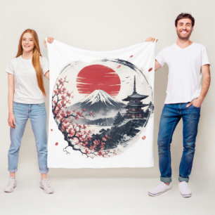 Zonsondergang Sereniteit bij Mount Fuji – Japanse Fleece Deken