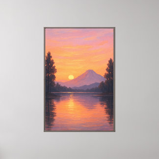 Zonsondergang Sereniteit Over Bergmeer Canvas Afdruk