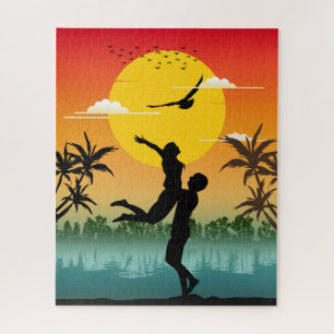 Zonsondergang Silhouet Liefhebber Zomer Vibes Roma Legpuzzel