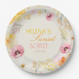 Zonsondergang Soirée Pastel Bloemendecor Roze, Ora Papieren Bordje
