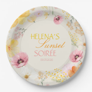 Zonsondergang Soirée Pastel Bloemendecor Roze, Ora Papieren Bordje