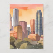 zonsondergang stadsgezicht | City Skyline-Waterver Briefkaart (Voorkant)