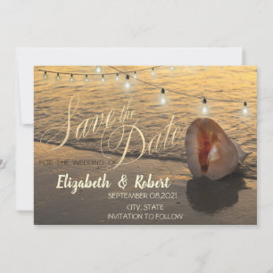 Zonsondergang Strand Schelp Slinger Licht  Bewaar  Save The Date