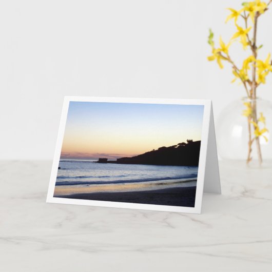 Zonsondergang Strand Silhouet Landschap Kaart (Gele Bloem)