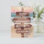 Zonsondergang Strand Tropische Bestemming Bruiloft RSVP Kaartje (Staand voorkant)