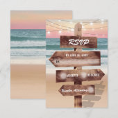 Zonsondergang Strand Tropische Bestemming Bruiloft RSVP Kaartje (Voorkant / Achterkant)