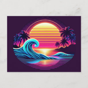 Zonsondergang Surf gloed Briefkaart